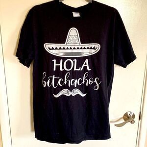 HOLA B- black t-shirt with sombrero- mens size medium